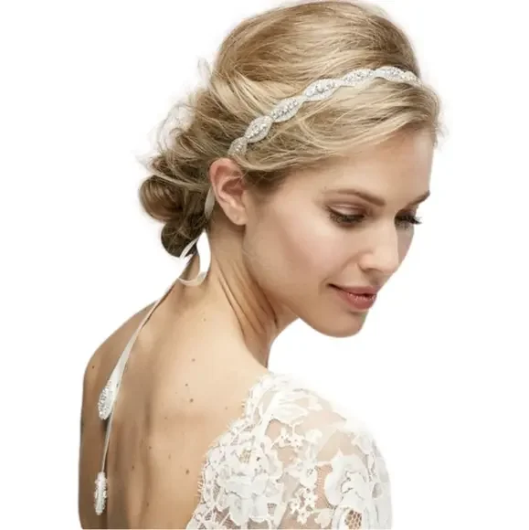 Untamed Petals Pearl Ivory belt/head piece bridal accessory  display picture 1